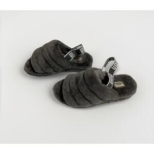 UGG Fluff Yeah! Slides Sheepskin Charcoal Color Slipper Size 9 US